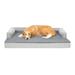 FurHaven Pet Products Plush & Decor Check Comfy Couch Orthopedic Pet Bed for Dogs & Cats - Gray Jumbo Plus