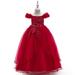 Miluxas Girls Shimmery Special Occasion Dresses Wedding Flower Girl Pageant Gown Party Dress Clearance Red 7-8 Years