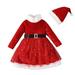 Rovga Girls Outfit Set Kids Suit Christmas Tulle Mesh Dress Hat 2Pcs Set Outfits For 3-4 Years