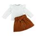 Toddler Girls Long Sleeve Solid Colour Ribbed Tops Bowknot Skirt Two Piece Outfits Set For Kids Clothes Baby Girl Outfit Swaddling Blankets for Baby Girls