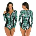 Swimsuit Long Sleeve Printed Zipper Surfing Rash Guard Swimsuit