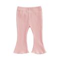 Infant Girls Flare Pants Solid Color Ribbed Trousers Elastic Waist Fall Bell Bottom Casual Leggings Clothes