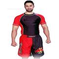 Two Tone Rashguard Black/Red Full Sleeve Size XL no Logo Sports Wear Grappling Kickboxing Rash Guards Fighting Shorts Muay Thai Training Rash Guards