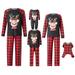 Suanret Christmas Family Parent-child Suit Christmas Deer Print Long Sleeve Tops Plaid Pants Sleepwear Nightwear Black Red 3-6 Months