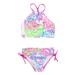 B91xZ Girls Swimsuits Tankini 2 Pcs Girl Swimwear Floral Tops Drawstring Bikini Bottoms Suit Girls Suit Girls Bikini New Split Sizes 7-8