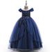 Miluxas Girls Shimmery Special Occasion Dresses Wedding Flower Girl Pageant Gown Party Dress Clearance Blue 5-6 Years