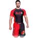 Woldorf USA Rash Guard Black/Red Half Sleeve Size M Killer Logo Sparring Fitness Rash Guards Grappling Kickboxing Rash Guards Fighting Muay Thai Training Rash Guards