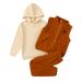 5T Baby Boys Clothes 5T Boys 3PCS Fall Winter Hoodie Outfits Set 5T Toddler Boys Long Sleeve Top Coat Pants Set Brown