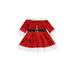 Sunisery Christmas Kids Sequin Dress Long Sleeve Off Shoulder Rhinestone Dress