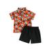 Toddler Boy Girl Halloween Outfit Pumpkin Short Sleeve Shirts Top Shorts Summer Kids Halloween Clothes