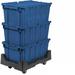 Attached Lid Shipping Container with Dolly Combo 27-3/16 x 16-5/8 x 12-1/2 Blue
