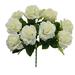 Off-White Rose with Eucalyptus 19in Artificial Polysilk Faux Greenery Fake Flower Bush for Craft Home Garden Outdoor Bouquet Arrangement Ceremony Wedding Arch Floral Wall Aisle Decor (Cream One each)