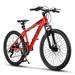 24 inch Mountain Bike Bicycle for Adults Aluminium Frame Bike Shimano 21-Speed with Disc Brake Adults Cross-Country Ride Cycle for Men & Women All Terrain Riding Red