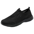 ZIZOCWA Lightweight Men S Slip On Sports Shoes Simple Mesh Hollowed Out Tennis Shoes Soft Sole Breathable Comfort Non Slip Walking Shoe Black Size41