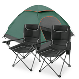 MADOG Set of 3 Instant Automatic Pop Up Tent + Chairs 2 Person Dome Tent and 2 Foldable Camping Chairs Combo with Cooler Bag and Cup Holder for Backpacking Traveling Dark Green