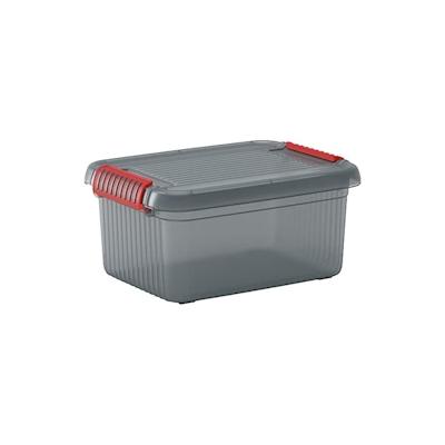 PROREGAL Mega Deal 5x Mehrzweck Aufbewahrungsbehälter MANATEE mit Deckel, HxBxT 39x59x28cm, 42 Liter, Grau/Orange, Behälter, Box Image