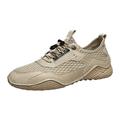 ZIZOCWA Lightweight Men S Lace Up Sport Shoes Non-Slip Soft Sole Mesh Breathable Casaul Walking Shoes Wide Width Tennis Work Sneakers Beige Size43