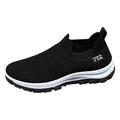 ZIZOCWA Casual Mesh Slip On Sports Shoes for Men Solid Color Stretch Cloth Breathable Walking Running Shoes Non-Slip Soft Sole Tennis Shoes Black Size44