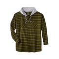 Men's Big & Tall Wrangler® hooded flannel plaid shirt by Wrangler in Olive Black (Size 5XL)