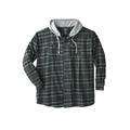 Men's Big & Tall Wrangler® hooded flannel plaid shirt by Wrangler in Charcoal Black (Size 6XL)