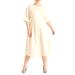 Plus Size Women's Seam Detail Ponte Work Dress by ELOQUII in White Smoke (Size 28)