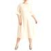 Plus Size Women's Seam Detail Ponte Work Dress by ELOQUII in White Smoke (Size 20)