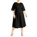 Plus Size Women's Seam Detail Ponte Work Dress by ELOQUII in Black Onyx (Size 26)