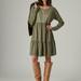 Lucky Brand Pintuck Tiered Knit Henley Dress - Women's Clothing Dresses in Dusty Olive, Size S