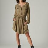 Lucky Brand Relaxed Surplus Shirtdress - Women's Clothing Dresses Shirt Midi Dress in Olive, Size XS