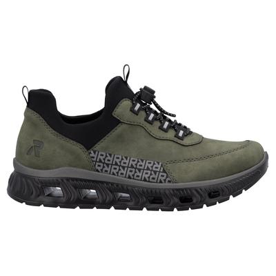 Slip-On Sneaker RIEKER SPORT, Damen, Gr. 42, grün (grün, schwarz), Textil, Lederimitat, sportlich, Schuhe Sneaker, zum Schlupfen Image