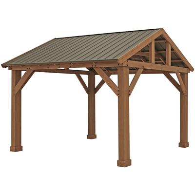 Holzpavillon WESTMANN "Yukon 14x12", beige (natur), B/H/T: 427cm x 330cm x 366cm, Pavillons, BxT: 427x366 cm