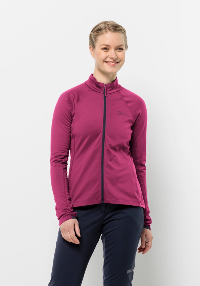 Fahrradjacke JACK WOLFSKIN "MOROBBIA FZ W", Damen, Gr. XL46, pink (new, magenta), OBERSTOFF 91% POLYESTER, 9% ELASTHAN LINING 100% POLYESTER, Jacken Image