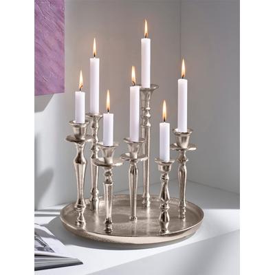 Kerzenhalter HEINE HOME, silber (silberfarben), H:32cm Ø:33,5cm, Kerzenhalter Image