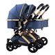 Tandem Double Stroller Infant and Toddler,Reversible Bassinet Twins Pram,Double Infant Stroller,Twin Baby Pram Stroller,Detachable Pushchair Side-by-Side Tandem Stroller (Color : Blue-1)