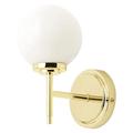 Polished Brass Bathroom Vintage Retro Wall Light with White Glass Globe Shade | 23cm Height | 1 x G9 Capsule Lamps Required | IP44 | 240V UK | Picture & Mirror Light