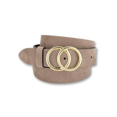 Koppelgürtel BERND GÖTZ, Damen, Gr. 80, braun (schlamm), Leder, unifarben, casual,modisch,elegant,feminin, Gürtel, mit goldfarbener Schließe in Ringoptik Image