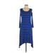 Apt. 9 Casual Dress - A-Line Scoop Neck Long sleeves: Blue Print Dresses - Women's Size Large