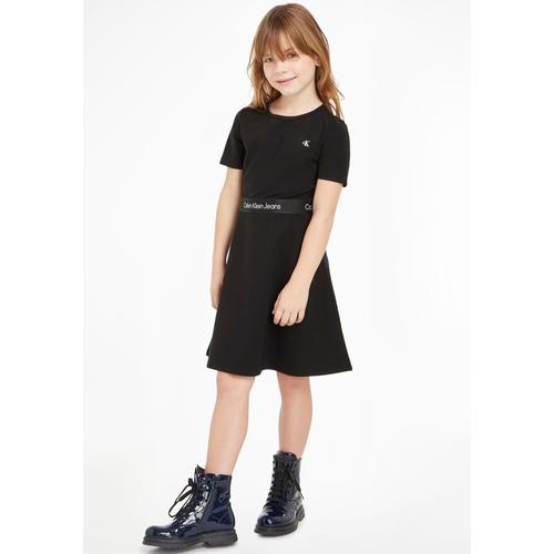 „Skaterkleid CALVIN KLEIN JEANS „“PUNTO TAPE SS DRESS““ Gr. 14 (164), N-Gr, schwarz (ck black) Mädchen Kleider Skaterkleider“