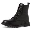 Schnürboots TAMARIS, Damen, Gr. 40, schwarz, Leder, Lederimitat, unifarben, klassisch, Schuhe, Schnürstiefelette, Chunky Boots mit logobedruckter Anziehlasche