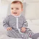 Organic Cotton Navy Stripe Zip Sleepsuit (0–24mths), Navy/White, 9-12M