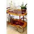 Vintage Bar Wagen florale Intarsien Holz Messing, Neo-Klassizistisch Teewagen , italienischer Tisch handgefertigt Hollywood Regency 1960er