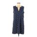 Lands' End Casual Dress - Shift: Blue Polka Dots Dresses - Women's Size Medium