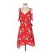 Sienna Sky Casual Dress - Wrap: Red Floral Dresses - Women's Size Small