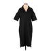 DKNY Casual Dress - Shift Collared Short sleeves: Black Print Dresses - Women's Size P