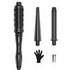 3 in 1 Curling Iron Wand Set Curling Wand with 2 Interchangeable Ceramic Barrel and 1 Curling Iron Brushï¼ŒBlack