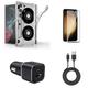 Accessories Bundle for Samsung Galaxy S23 Ultra - Ultra Lightweight Slim Shockproof Case (Retro Cassette Tape) Screen Protector 30W Dual (USB-C USB-A) Car Charger Type-C to USB Cable