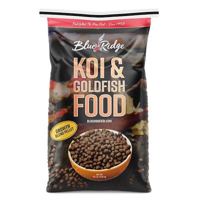 Blue Ridge Fish Hatchery Koi & Goldfish Food Mini & 3/16" Floating Pellet Growth Formula Blend, 25 lbs.