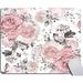 Mouse Pad Pink Grey Flowers and Grey Leaves on Watercolor Floral Pattern Rose Mouse Pad Mouse Mat Square Mouse Pad Non Slip Rubber Base MousePads for Office Laptop 9.5 x7.9 x0.12 Inch