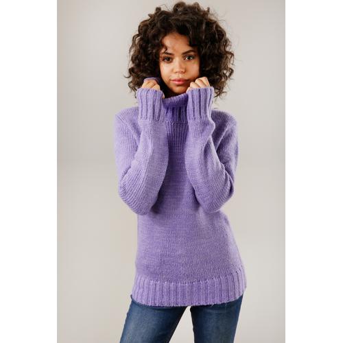 Rollkragenpullover ANISTON CASUAL Gr. 36, lila (lavendel, meliert) Damen Pullover