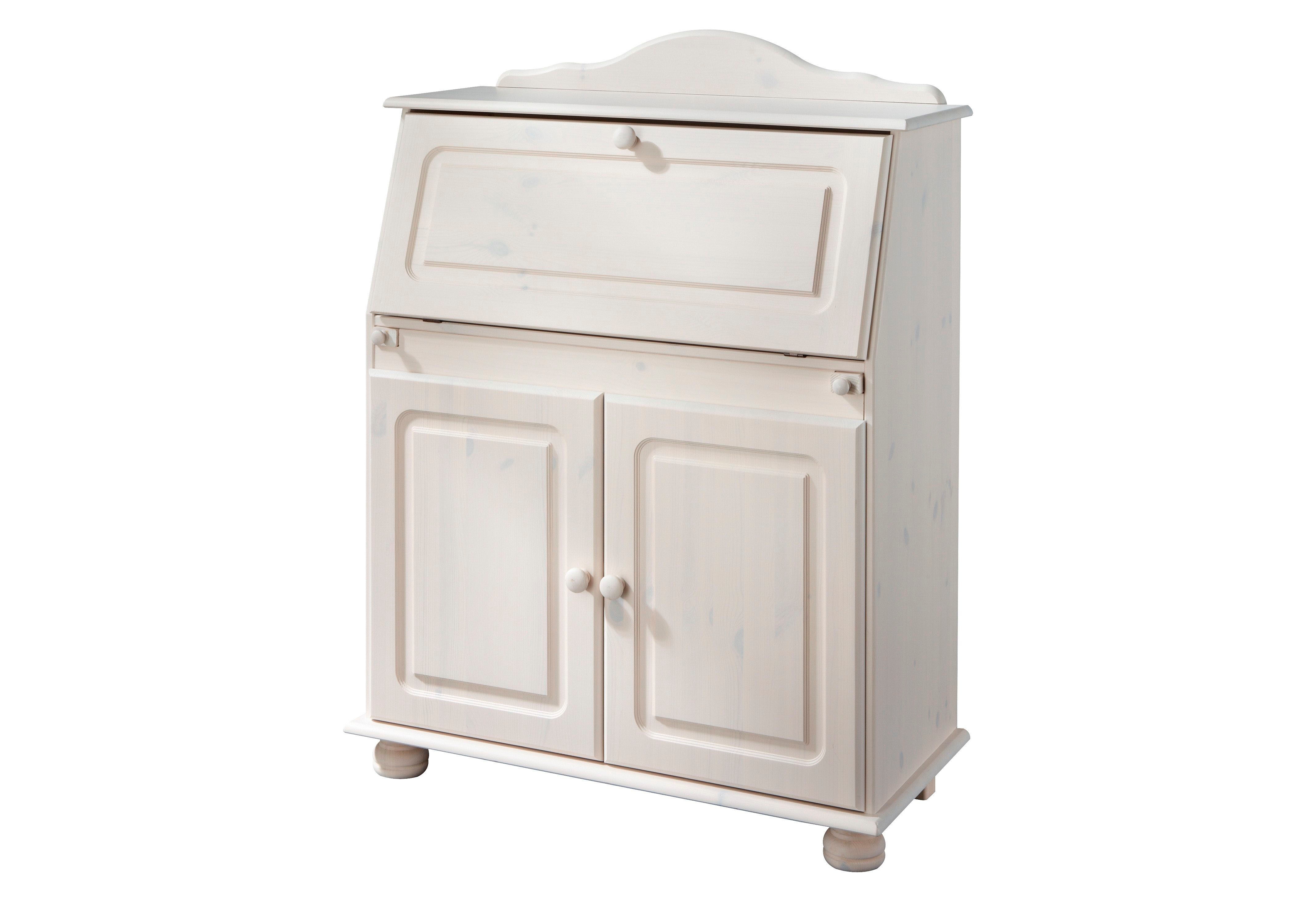 Sekretär OTTO HOME "Mette, Schreibtisch im Landhausstil", weiß, B:82cm H:107cm T:39cm, Sekretäre, Sekretär, aus Massivholz, Breite 82 cm